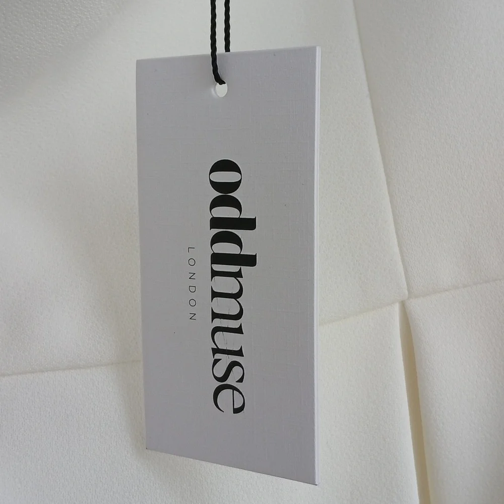 $485 Oddmuse London Elegant White Dress with Pearls, - Picture 8 of 9